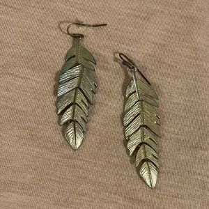 Gold feather earrings